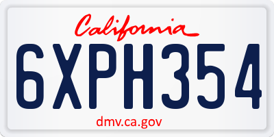 CA license plate 6XPH354