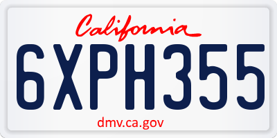 CA license plate 6XPH355