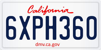 CA license plate 6XPH360