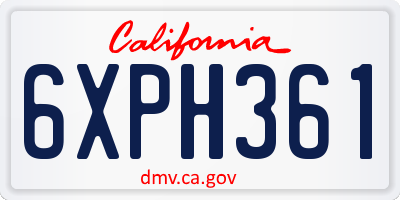 CA license plate 6XPH361
