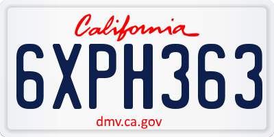 CA license plate 6XPH363