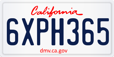 CA license plate 6XPH365