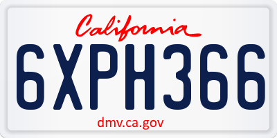 CA license plate 6XPH366