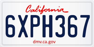 CA license plate 6XPH367