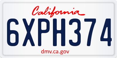 CA license plate 6XPH374