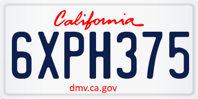 CA license plate 6XPH375