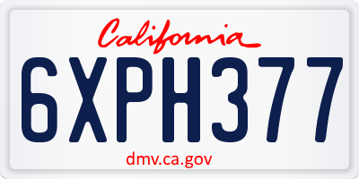 CA license plate 6XPH377