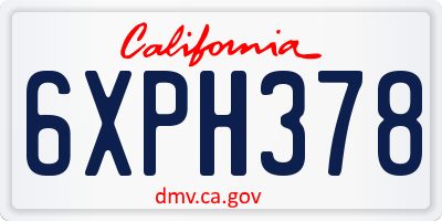 CA license plate 6XPH378