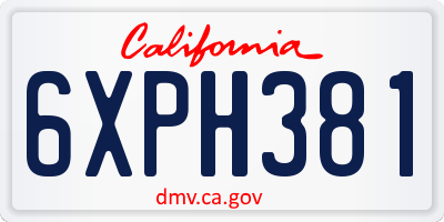 CA license plate 6XPH381