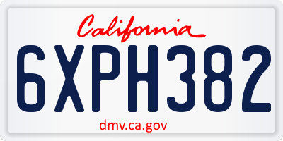 CA license plate 6XPH382