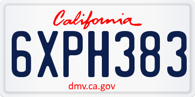 CA license plate 6XPH383