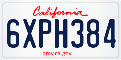 CA license plate 6XPH384