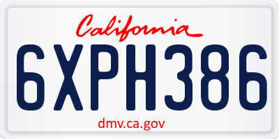 CA license plate 6XPH386