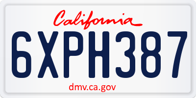 CA license plate 6XPH387