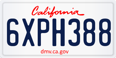 CA license plate 6XPH388