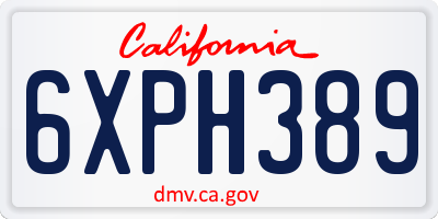 CA license plate 6XPH389