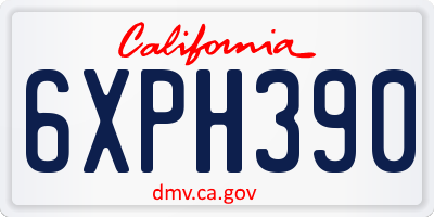 CA license plate 6XPH390