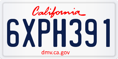 CA license plate 6XPH391