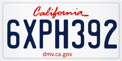 CA license plate 6XPH392