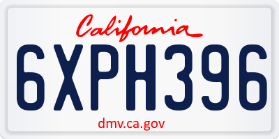 CA license plate 6XPH396