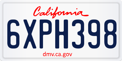 CA license plate 6XPH398