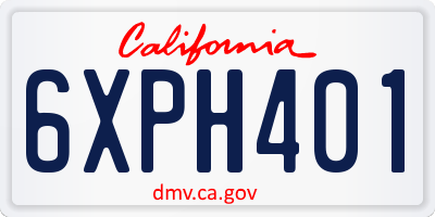 CA license plate 6XPH401
