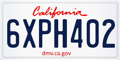 CA license plate 6XPH402