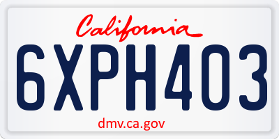 CA license plate 6XPH403