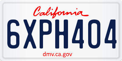CA license plate 6XPH404