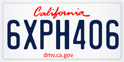 CA license plate 6XPH406