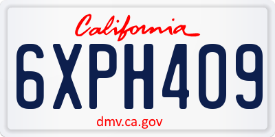 CA license plate 6XPH409