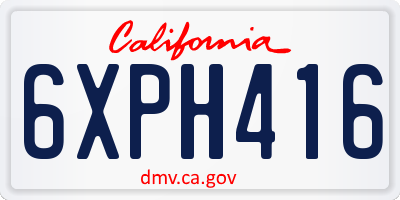 CA license plate 6XPH416