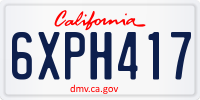 CA license plate 6XPH417