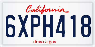 CA license plate 6XPH418