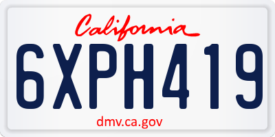 CA license plate 6XPH419