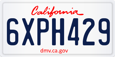 CA license plate 6XPH429