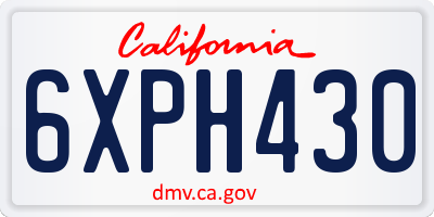 CA license plate 6XPH430