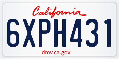 CA license plate 6XPH431