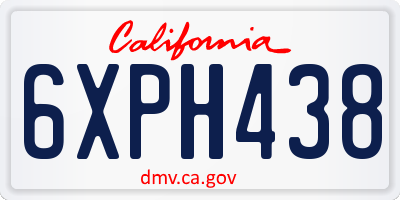 CA license plate 6XPH438