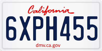 CA license plate 6XPH455