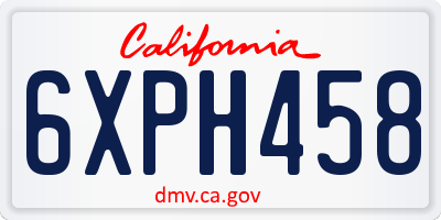 CA license plate 6XPH458