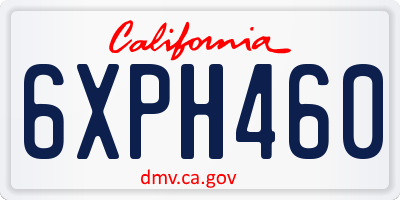 CA license plate 6XPH460