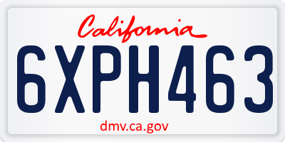 CA license plate 6XPH463