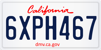 CA license plate 6XPH467