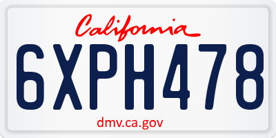 CA license plate 6XPH478