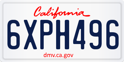 CA license plate 6XPH496
