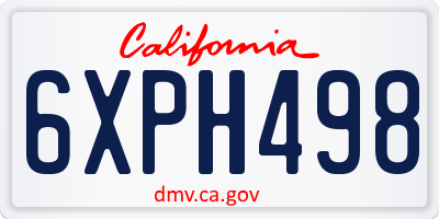 CA license plate 6XPH498