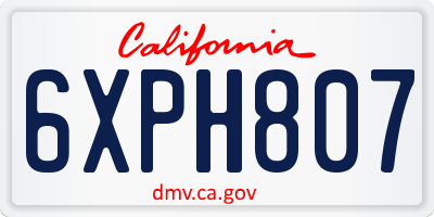 CA license plate 6XPH807