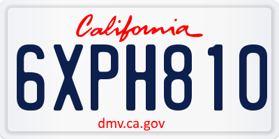 CA license plate 6XPH810