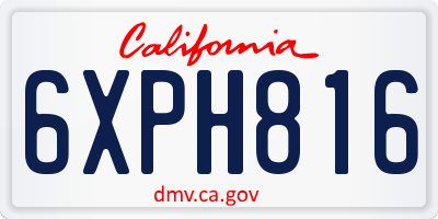 CA license plate 6XPH816